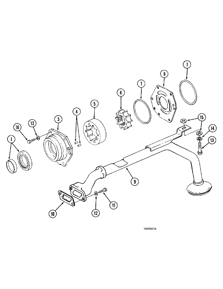 Схема запчастей Case IH 1680 - (2-44) - OIL PUMP AND INLET TUBE, DTI-466C DIESEL ENGINE (01) - ENGINE