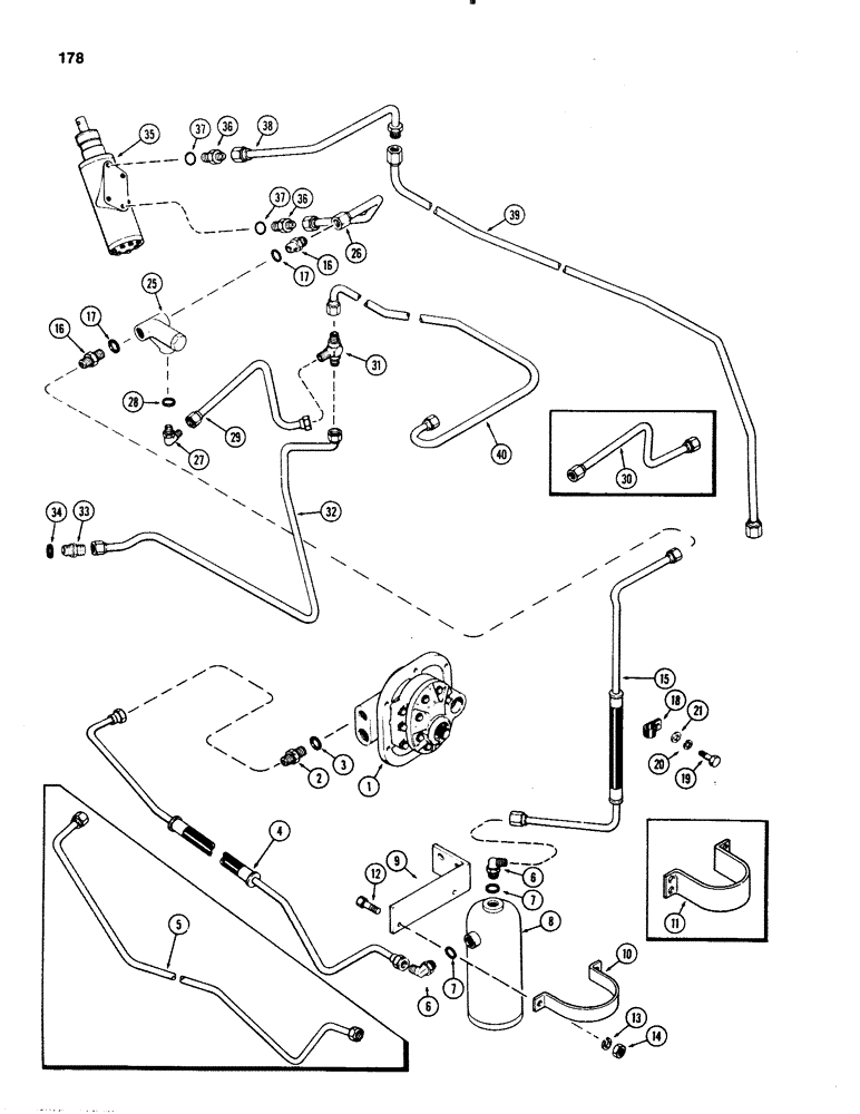 Схема запчастей Case IH 1070 - (0178) - STEERING AND BRAKE VALVE SYSTEM, HYDRAULIC BRAKES WITH POWER SHIFT, 1ST USED W/TRACTOR SN 8693001 (05) - STEERING