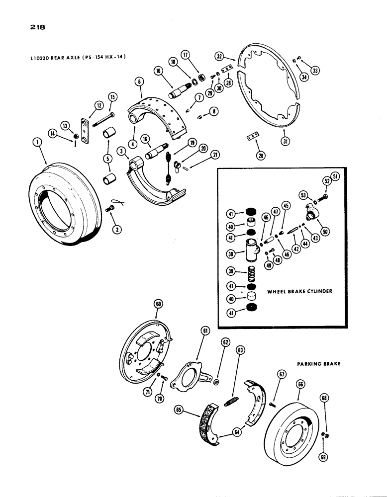 Схема запчастей Case IH 1200 - (218) - L10220 REAR AXLE BRAKES, 15.99 RATIO WITH CARDON JOINT (06) - POWER TRAIN