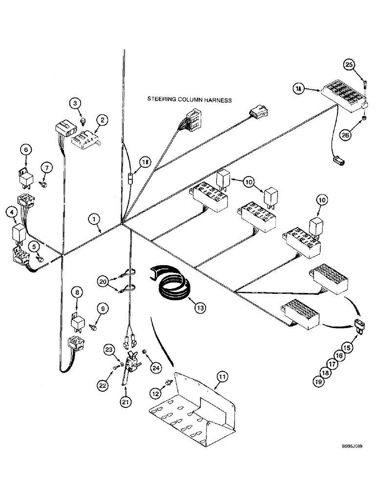 Схема запчастей Case IH 2144 - (4-21E) - CAB HARNESS, TO PEDESTAL, RELAY AND FUSE BLOCK, COMBINE S/N JJC0172845 AND AFTER (06) - ELECTRICAL