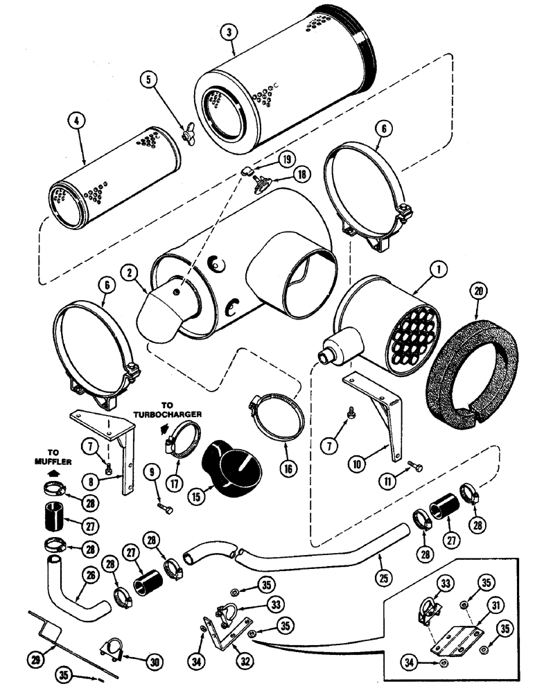 Схема запчастей Case IH 4890 - (2-10) - AIR INDUCTION SYSTEM, 674 CUBIC INCH DIESEL ENGINE (02) - ENGINE