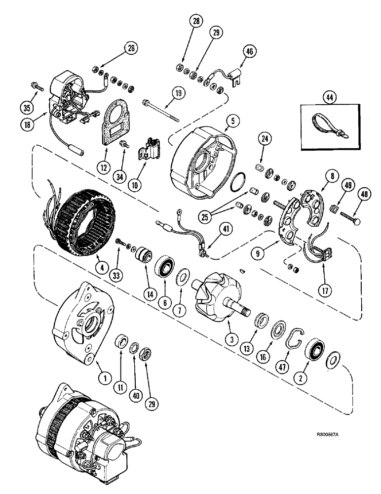 Схема запчастей Case IH 1680 - (4-62) - ALTERNATOR, 90 AMPERE MOTOROLA (06) - ELECTRICAL