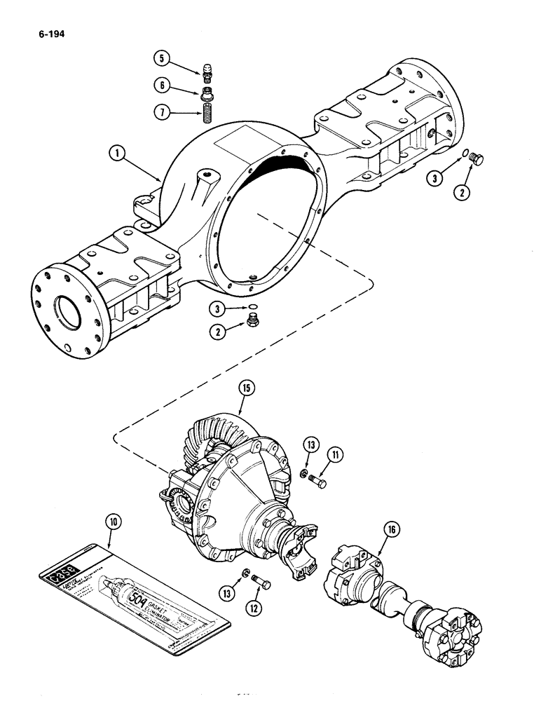 Схема запчастей Case IH 4490 - (6-194) - REAR AXLE AND DIFFERENTIAL ASSEMBLY (06) - POWER TRAIN