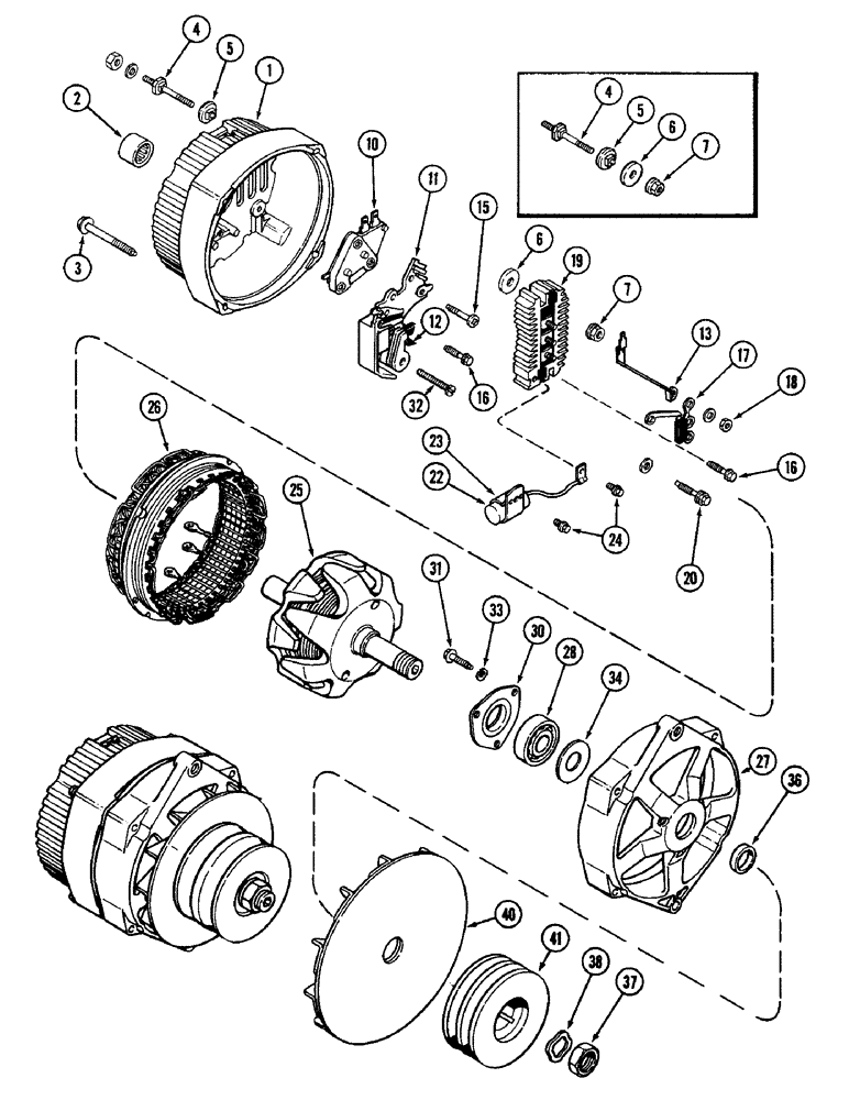 Схема запчастей Case IH 4890 - (4-126) - ALTERNATOR ASSEMBLY, WITH METRIC MOUNTING HARDWARE (04) - ELECTRICAL SYSTEMS