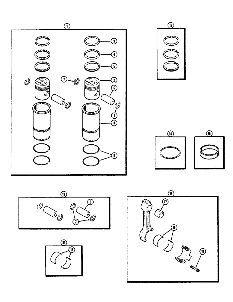 Схема запчастей Case IH 2390 - (2-44) - PISTON ASSEMBLY, WITH TWO GROOVE SLEEVES, 504BDT, DIESEL ENGINE (02) - ENGINE