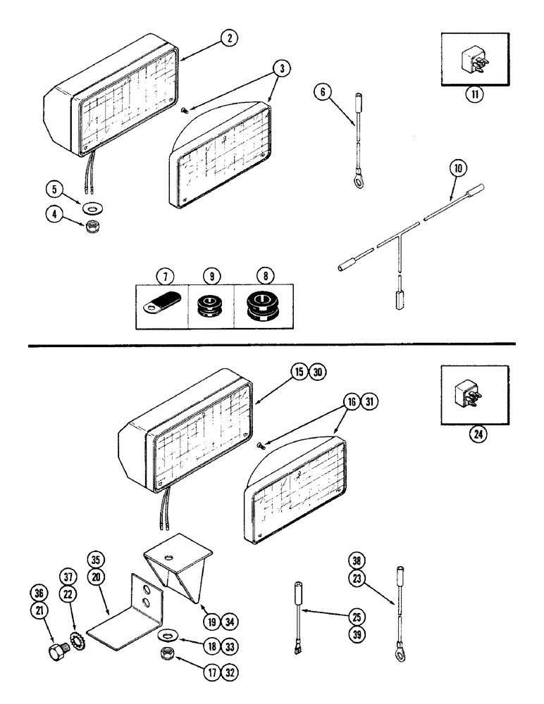 Схема запчастей Case IH 4690 - (4-095A) - FLOOD LAMP ATTACHMENT, CAB MOUNTED (04) - ELECTRICAL SYSTEMS