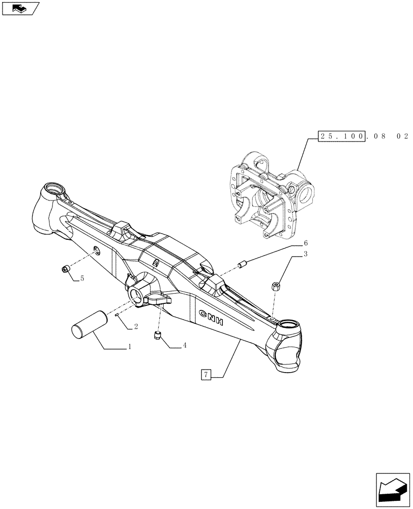 Схема запчастей Case IH FARMALL 65C - (25.100.08[01]) - 4WD FRONT AXLE - BOX (25) - FRONT AXLE SYSTEM