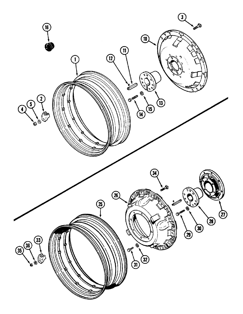 Схема запчастей Case IH 3294 - (6-222) - REAR WHEELS, WITH 38 INCH (965 MM) RIMS (06) - POWER TRAIN