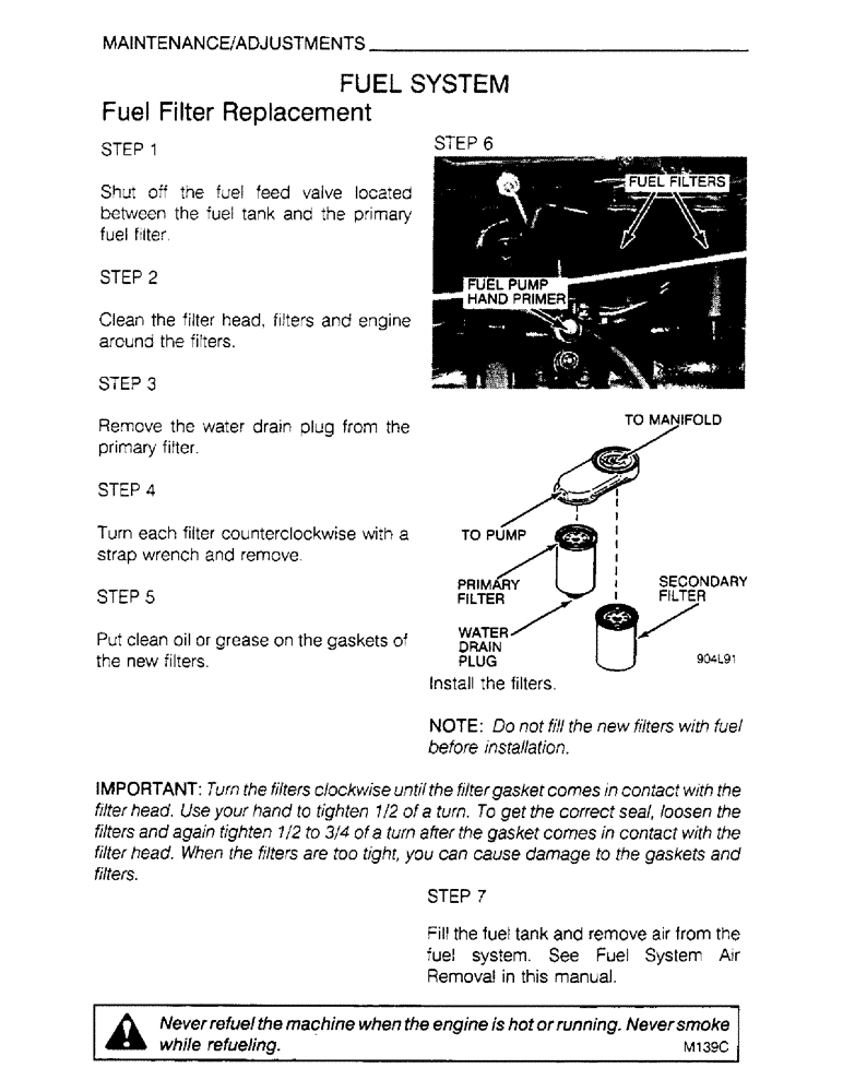 Схема запчастей Case IH 6830T - (1-30) - MAINTENANCE, ADJUSTMENTS, FUEL SYSTEM 