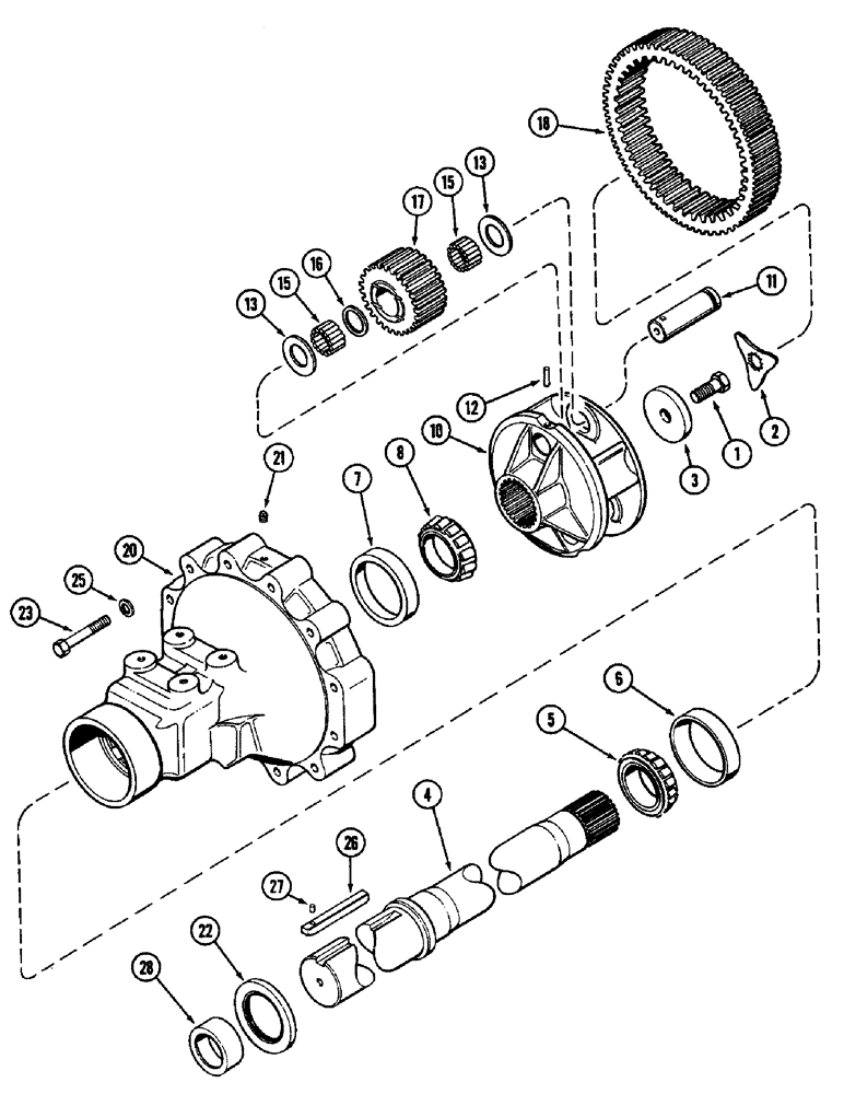 Схема запчастей Case IH 3294 - (6-218) - REAR AXLE, HOUSING & PLANETARY GEARS, SHORT AXLE 96" (2438 MM) 3-1/2" (89 MM) DIA., LONG AXLE 120" (06) - POWER TRAIN