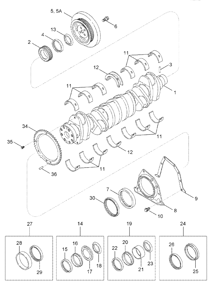 Схема запчастей Case IH TITAN 4020 - (02-046) - CRANKSHAFT (01) - ENGINE