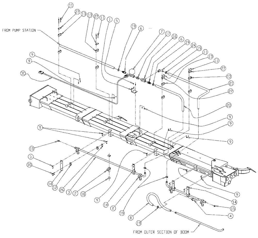 Схема запчастей Case IH 810 - (10-008) - WET BOOM, 2.5", LH, INNER, 70 Wet Kit