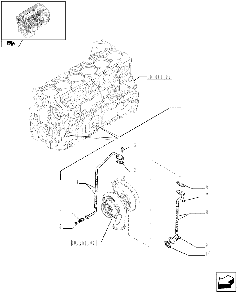 Схема запчастей Case IH F3CE0684F E001 - (10.250.03) - TURBOBLOWER PIPES (504365741 - 504229509) (01) - ENGINE