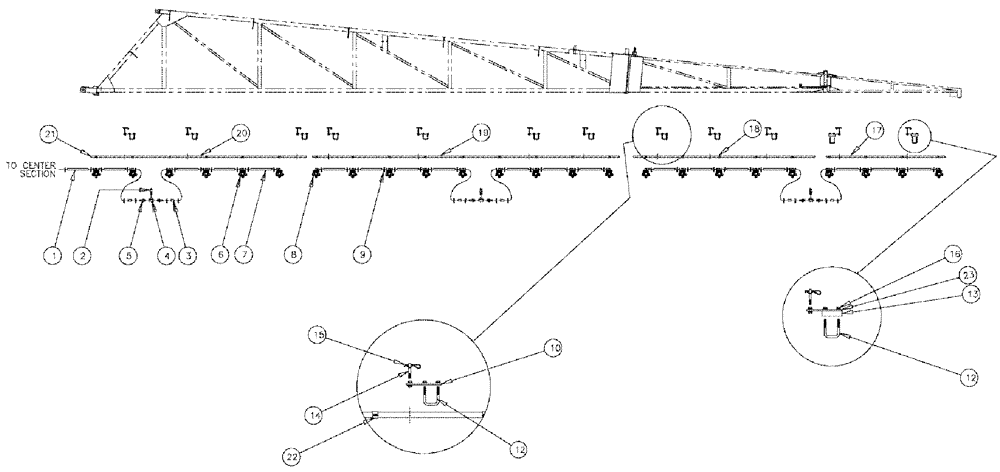 Схема запчастей Case IH 3185 - (09-046) - 90 RH/LH, 6 - BOOM SHUTOFF, 20" NOZZLE SPACING (RH SHOWN) Liquid Plumbing