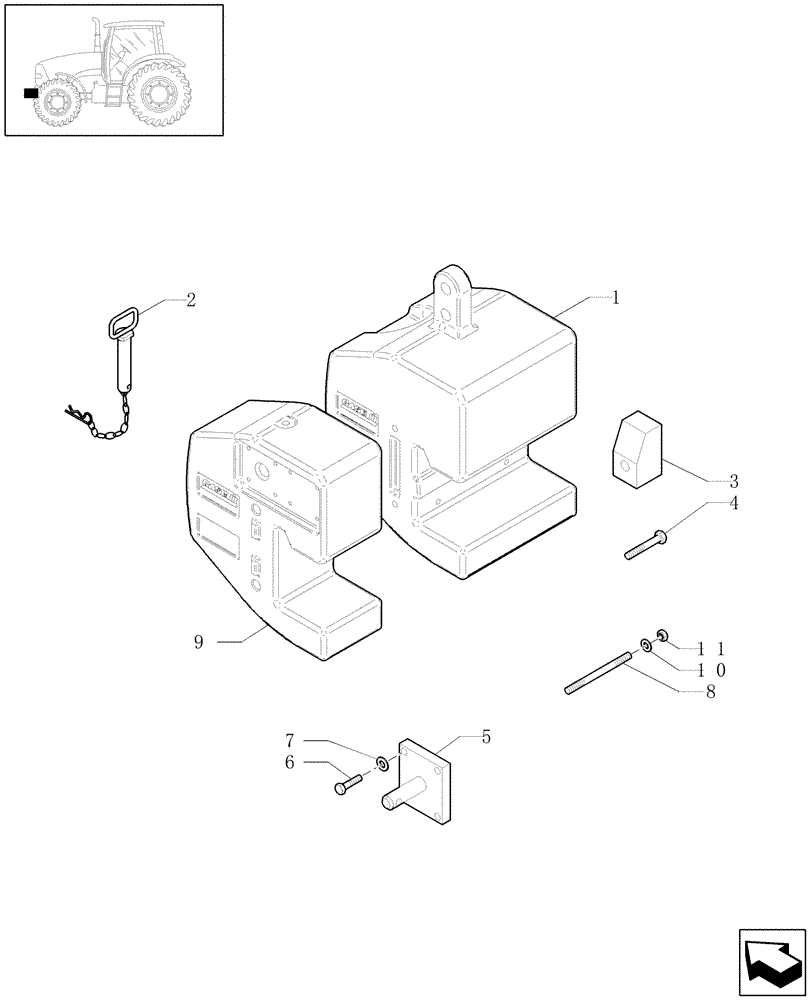 Схема запчастей Case IH PUMA 180 - (1.21.5/01) - (VAR.068) WEIGHT CARRIER - WITH HOOK (03) - TRANSMISSION