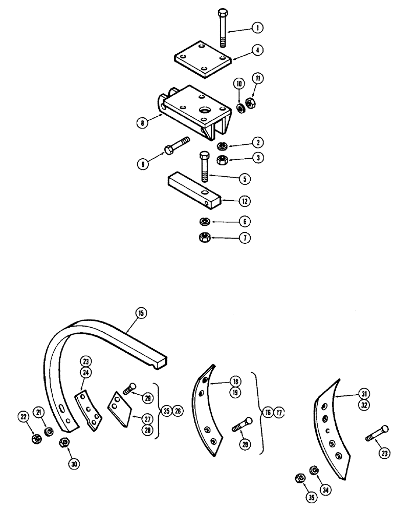 Схема запчастей Case IH SC15 - (40) - RIGID CLAMP, SHANK AND BLADE ASSEMBLY 