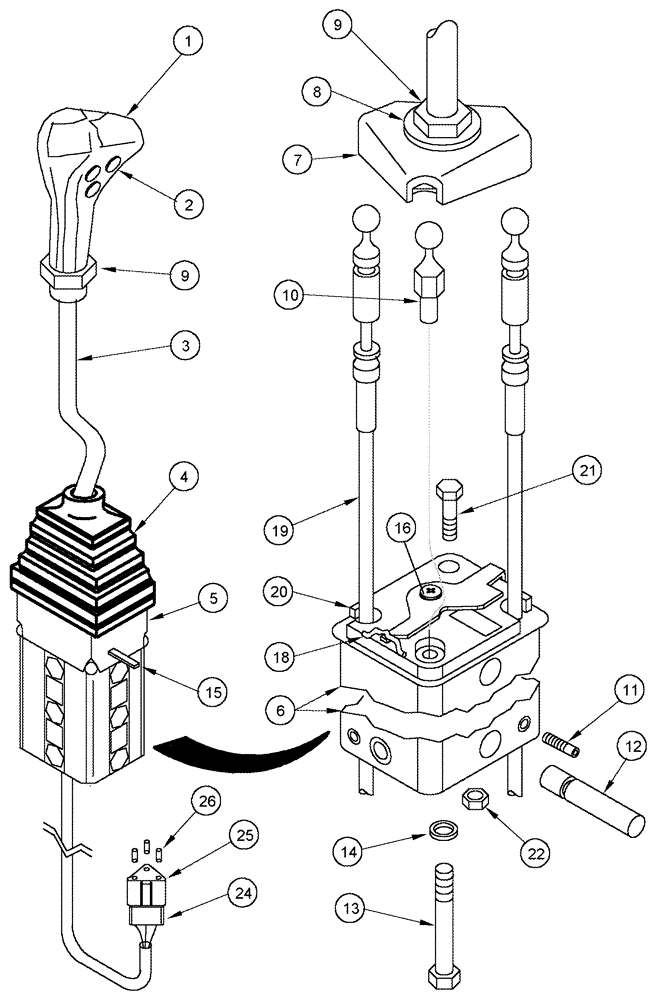 Схема запчастей Case IH LX172 - (08-27) - CONTROL ASSEMBLY - 3 FUNCTION - MX100-MX170 SYNCHROMESH TRANSMISSION (08) - HYDRAULICS