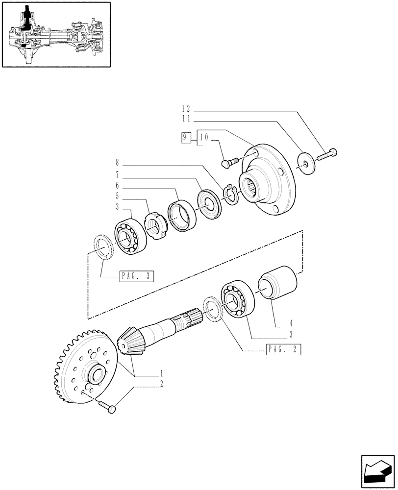 Схема запчастей Case IH MAXXUM 140 - (1.40. 5/06[01]) - (CL.3) SUSPENDED FRONT AXLE W/MULTI-PLATE DIFF. LOCK AND BRAKES - BEVEL GEAR PAIR - C5954 (VAR.330427) (04) - FRONT AXLE & STEERING