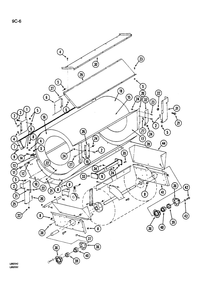 Схема запчастей Case IH 1640 - (9C-06) - CLEANING FAN AND SHIELDS (15) - BEATER & CLEANING FANS