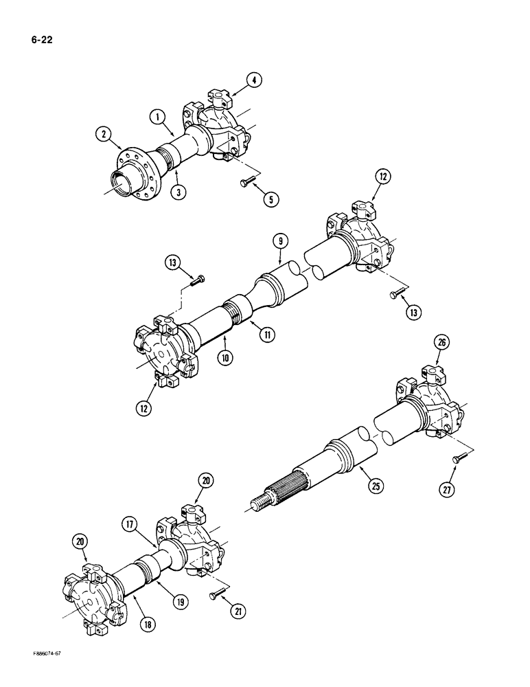 Схема запчастей Case IH KP-525 - (6-22) - DRIVESHAFT ASSEMBLY (06) - POWER TRAIN