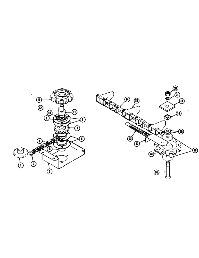 Схема запчастей Case IH 402 - (70) - INNER GATHERING AND CONVEYING CHAINS, ROWS 2, 3 AND 4 (58) - ATTACHMENTS/HEADERS