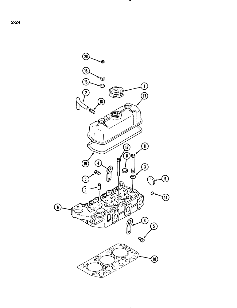 Схема запчастей Case IH 1130 - (2-24) - CYLINDER HEAD AND COVER, 1130 TRACTOR (02) - ENGINE