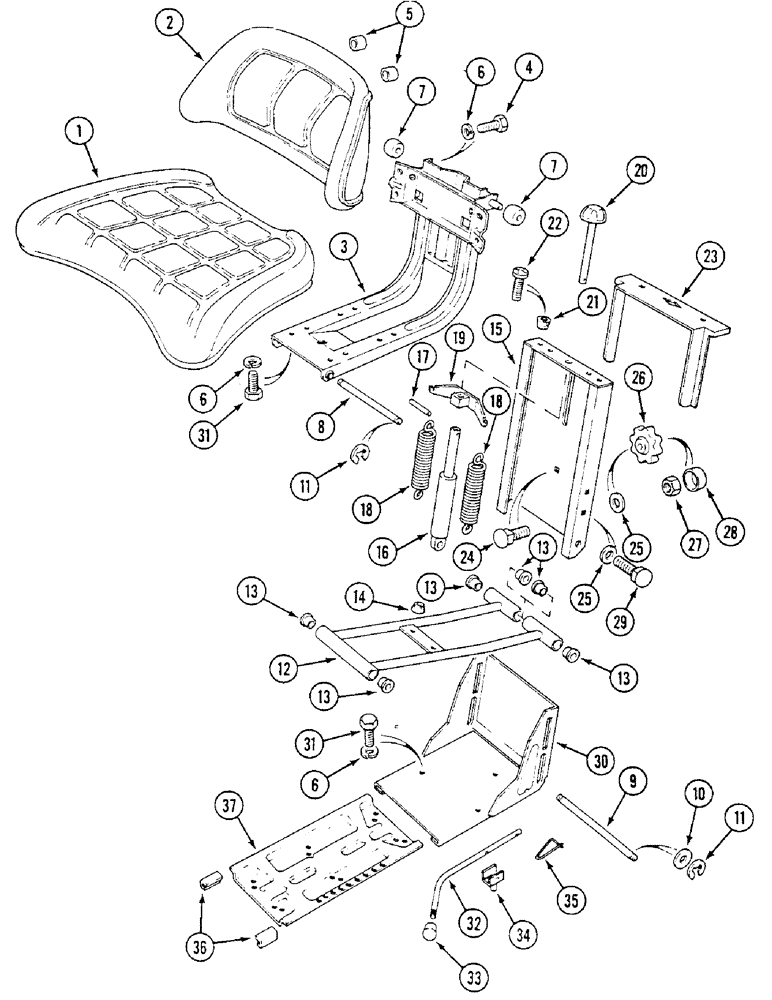 Схема запчастей Case IH 1294 - (9-318) - SEAT ASSEMBLY - K307863, TRACTORS WITHOUT CAB (09) - CHASSIS/ATTACHMENTS