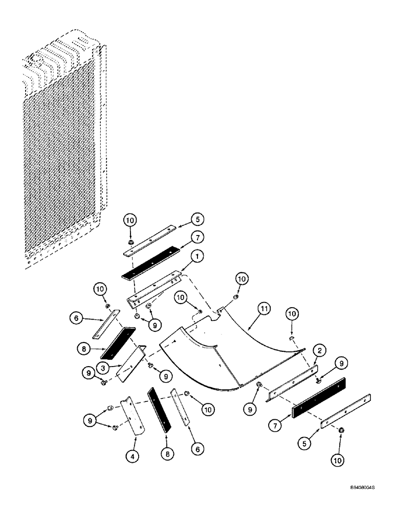 Схема запчастей Case IH 2144 - (2-04) - ROTARY AIR SCREEN BAFFLE SEALS (01) - ENGINE