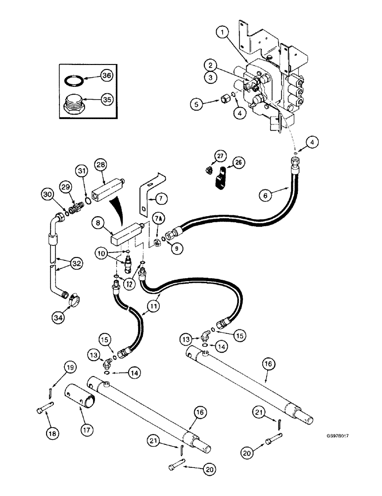 Схема запчастей Case IH 2188 - (8-28) - HEADER LIFT SYSTEM (07) - HYDRAULICS