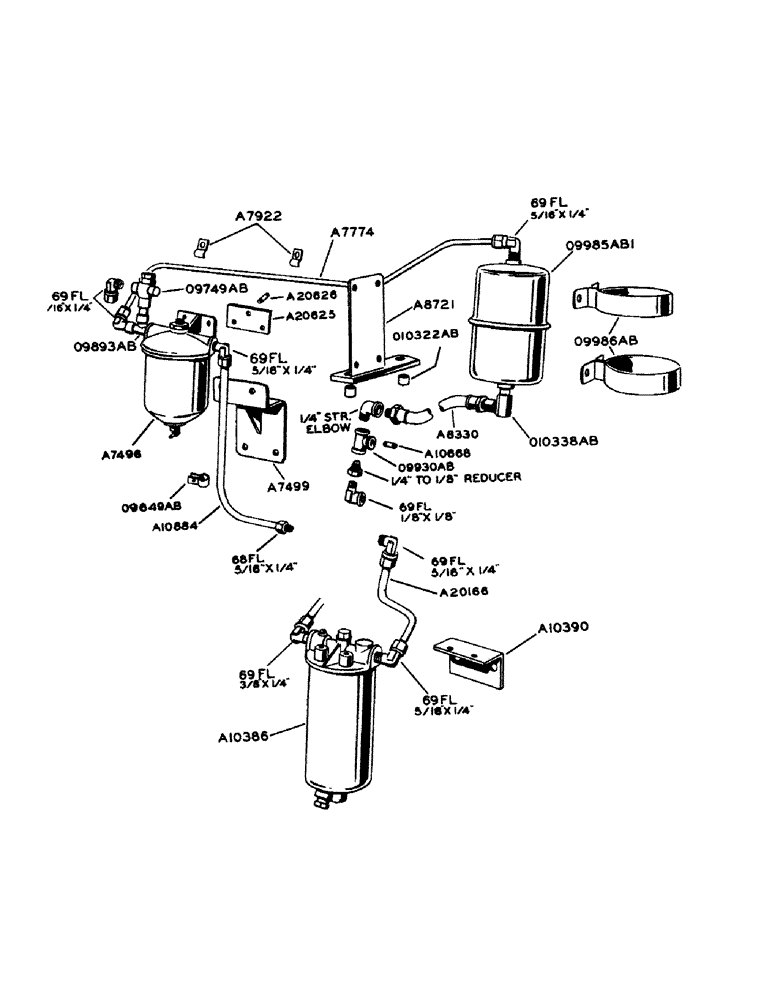 Схема запчастей Case IH 800 - (178) - FIRST STAGE FUEL FILTER AND TUBES (10) - ENGINE