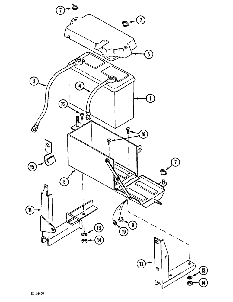 Схема запчастей Case IH 4240 - (4-46) - BATTERY BOX, BATTERY AND CABLES, TRACTOR WITH CAB (04) - ELECTRICAL SYSTEMS