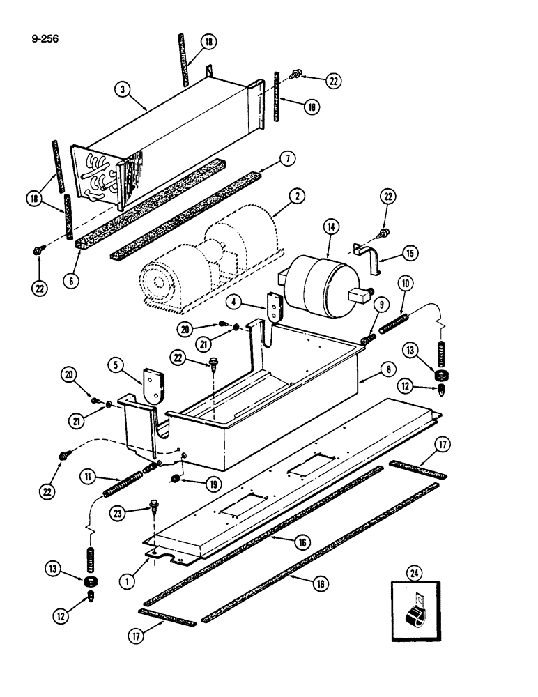 Схема запчастей Case IH 1822 - (9-256) - EVAPORATOR-HEATER CORE AND BLOWER MOUNTING (10) - CAB & AIR CONDITIONING