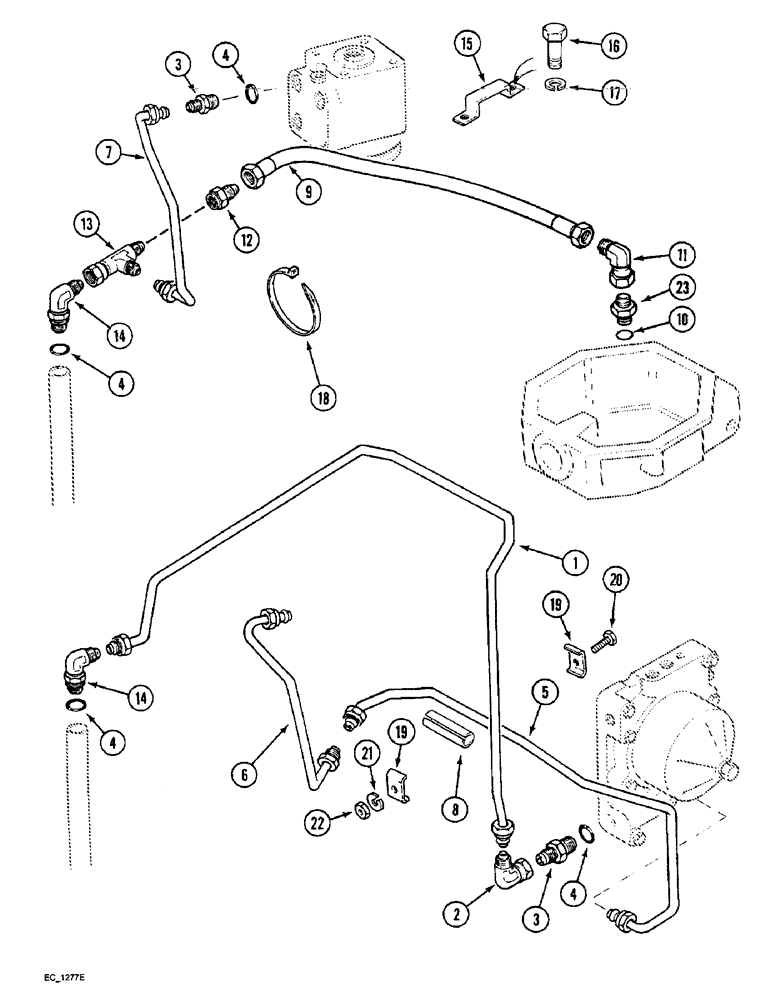 Схема запчастей Case IH 4240 - (5-14) - POWER STEERING TUBES, REAR, MFD TRACTOR WITHOUT CAB, WITH OR WITHOUT TWO SPEED POWER SHIFT (05) - STEERING