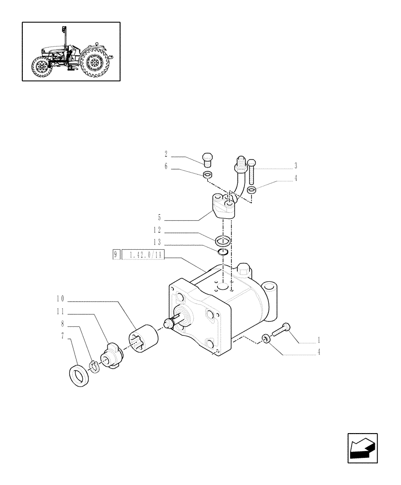 Схема запчастей Case IH JX1070C - (1.42.0/01) - (VAR.126) ELECTRONIC LIFT - SERVO-ASSISTED STEERING HYDRAULIC SYSTEM (04) - FRONT AXLE & STEERING