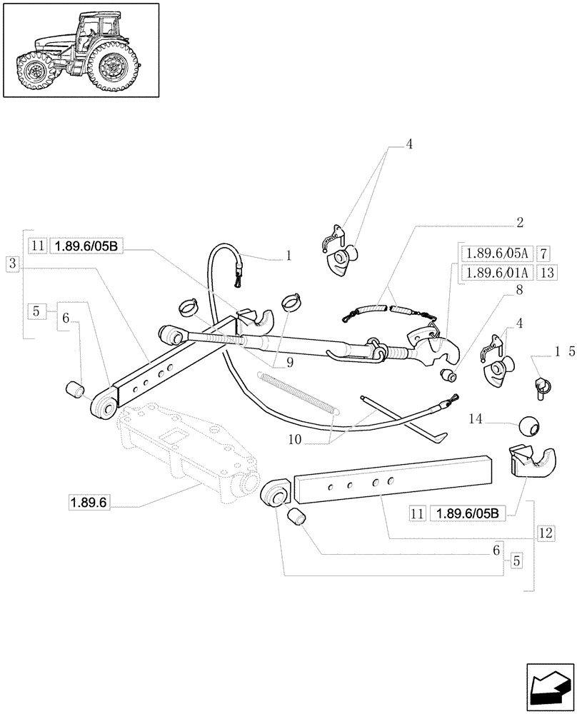 Схема запчастей Case IH JX1090U - (1.89.6/05[01]) - (VAR.922) THREE POINT HITCH WITH QUICK ATTACH ENDS & RELATED PARTS " WALTERSCHEID" (09) - IMPLEMENT LIFT