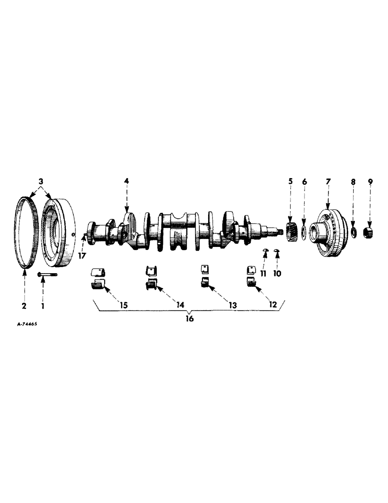 Схема запчастей Case IH 350 - (G-08) - CRANKSHAFT, FLYWHEEL AND BEARINGS (10) - ENGINE