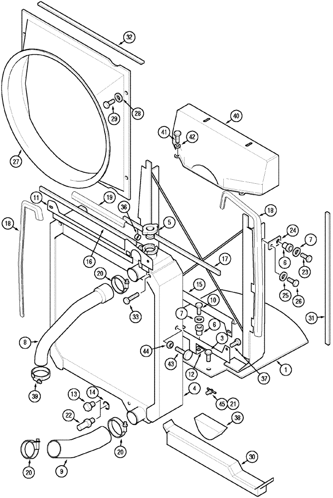 Схема запчастей Case IH MX100 - (02-02) - RADIATOR AND CONNECTIONS (02) - ENGINE