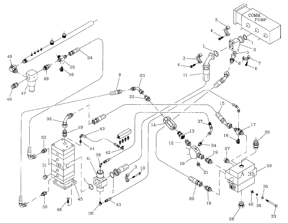 Схема запчастей Case IH 7700 - (B07[02]) - HYDRAULIC CIRCUIT,  BASECUTTER, COMMERCIAL PUMP, LOW HORSEPOWER Hydraulic Components & Circuits