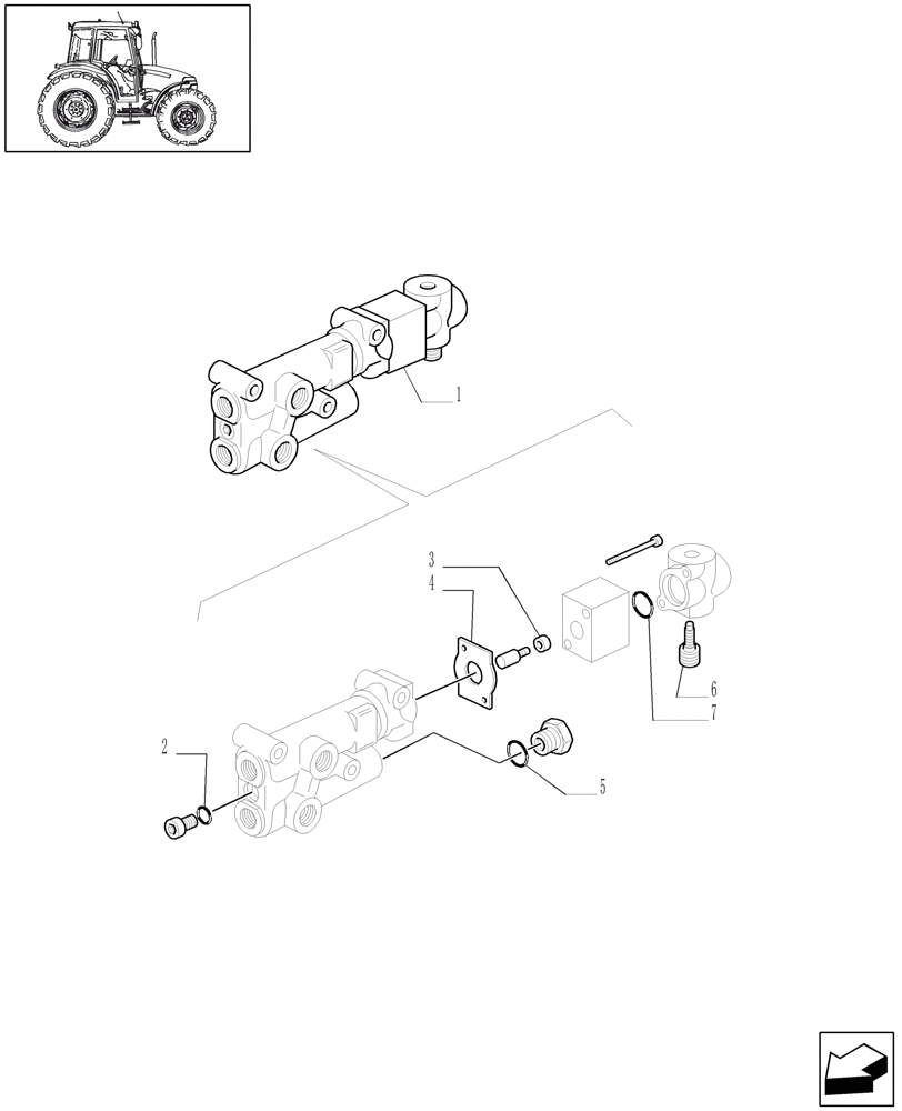 Схема запчастей Case IH JX70 - (1.82.713/ A) - TRAILER BRAKE VALVE - RELEVANT PARTS (07) - HYDRAULIC SYSTEM