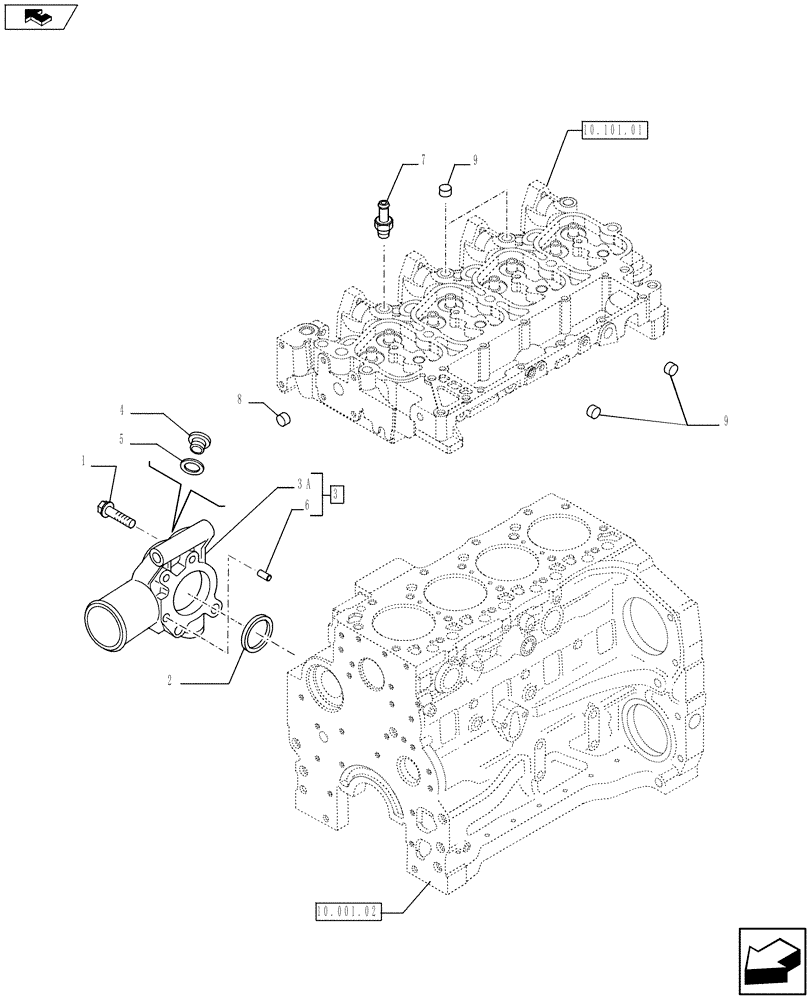 Схема запчастей Case IH F4CE9484L J602 - (10.400.01) - PIPING - ENGINE COOLING SYSTEM (2855043 - 2856050 - 2856180) (10) - ENGINE