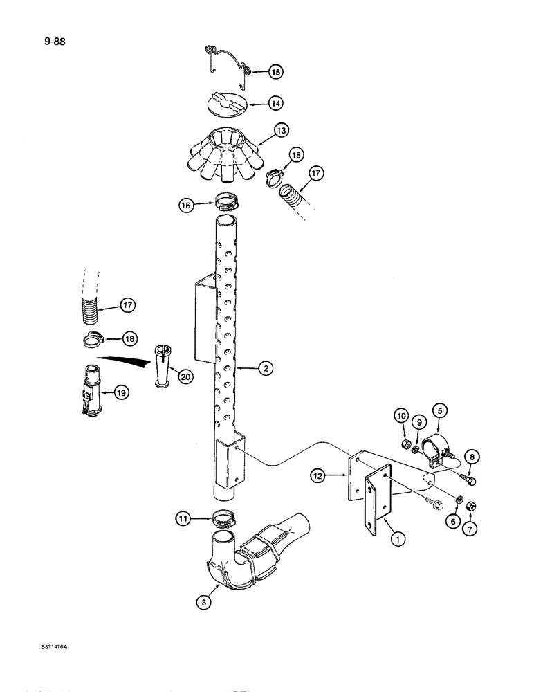 Схема запчастей Case IH 8600 - (9-088) - AIR SYSTEM, MANIFOLD PIPE TO FURROW OPENERS, UNITS WITH 6-1/2 INCH ROW SPACING (09) - CHASSIS/ATTACHMENTS