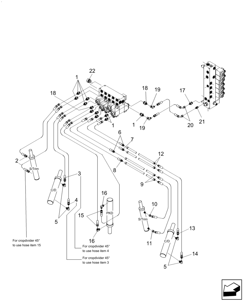 Схема запчастей Case IH A8800 - (35.000.AA[24]) - HYDRAULIC CIRCUIT (PKD ROLLER / CROPDIVIDER AND SIDETRIM LIFT) (35) - HYDRAULIC SYSTEMS