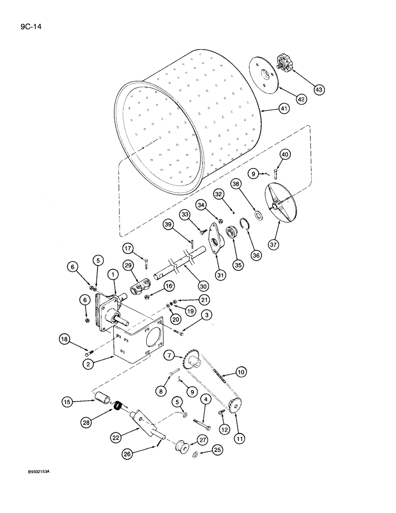 Схема запчастей Case IH 950 - (9C-14) - SEED DRUM DRIVE (09) - CHASSIS/ATTACHMENTS