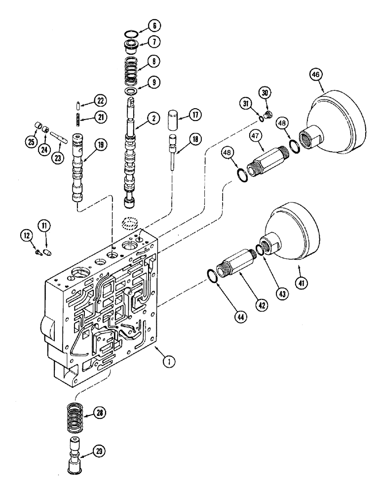 Схема запчастей Case IH 8950 - (6-032) - TRANSMISSION CONTROL VALVE ASSEMBLY, BODY SECTION AND ACCUMULATORS (06) - POWER TRAIN