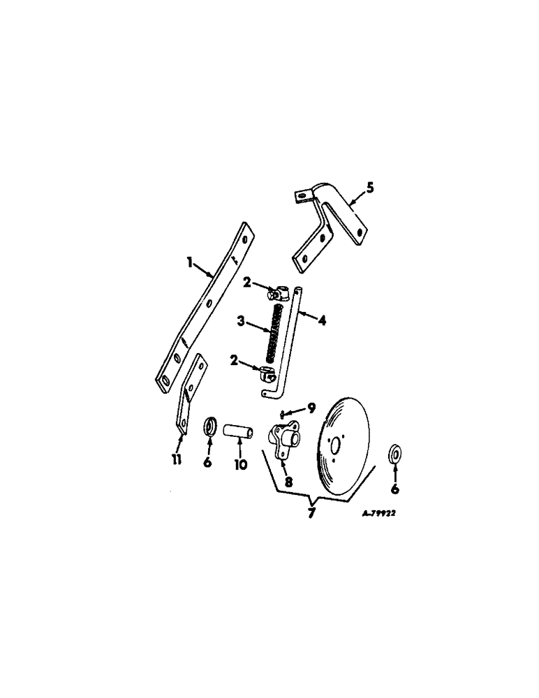 Схема запчастей Case IH 66-SERIES - (U-44) - DISK COVERING ATTACHMENT W/O PRECISION BEARINGS, ONE PER ROW 