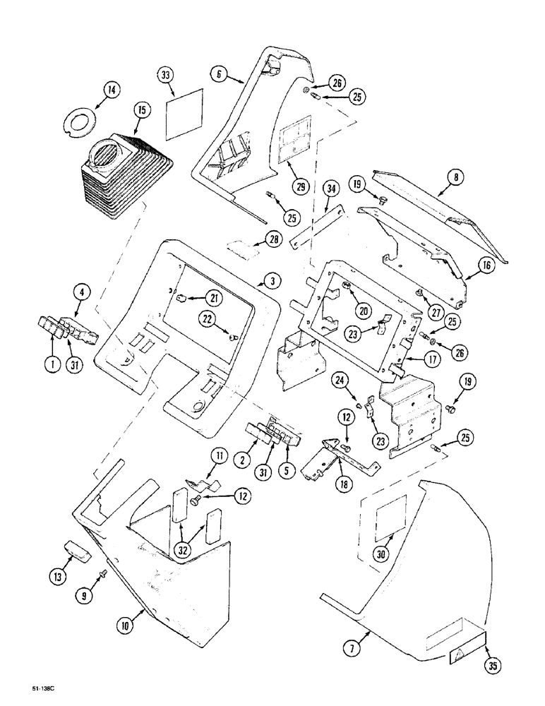 Схема запчастей Case IH 5150 - (9D-04) - INSTRUMENT PANEL - CAB (09) - CHASSIS/ATTACHMENTS