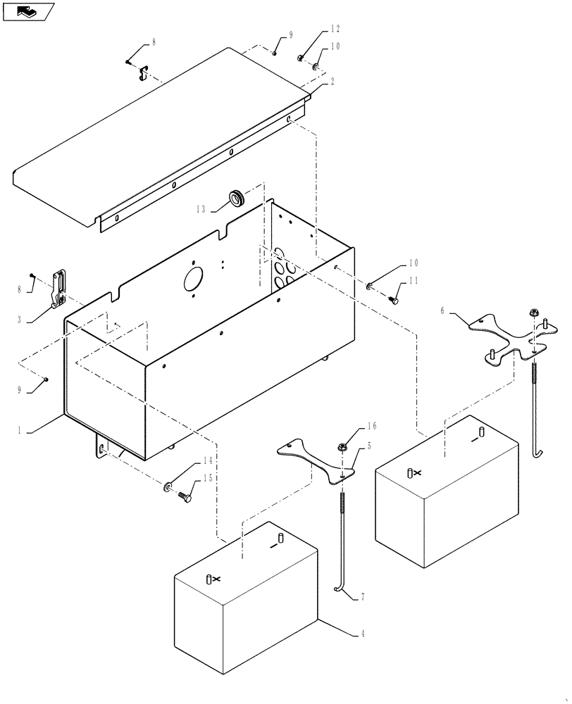 Схема запчастей Case IH TITAN 4530 - (55.302.01) - BATTERY AND BATTERY BOX (55) - ELECTRICAL SYSTEMS