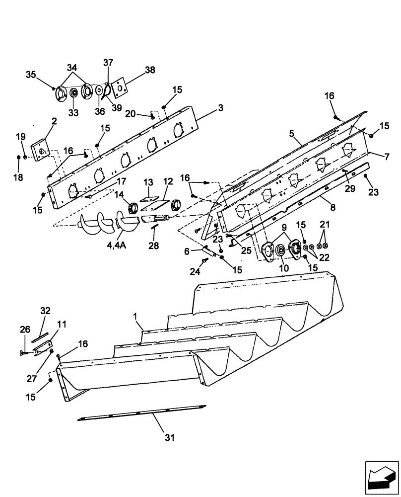 Схема запчастей Case IH 2588 - (66.360.16) - AUGER BED (66) - THRESHING