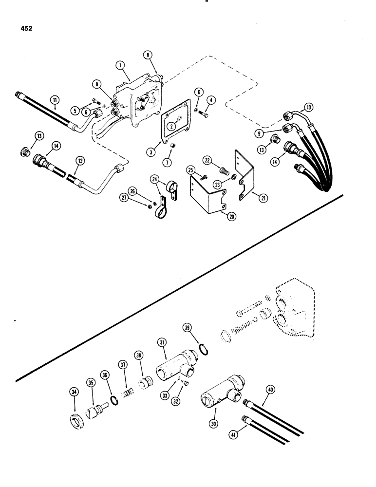 Схема запчастей Case IH 1070 - (0452) - BREAK-AWAY COUPLINGS & LINES, STANDARD COUPLINGS, FOR A45294, A44745 & A44192 VALVES (08) - HYDRAULICS