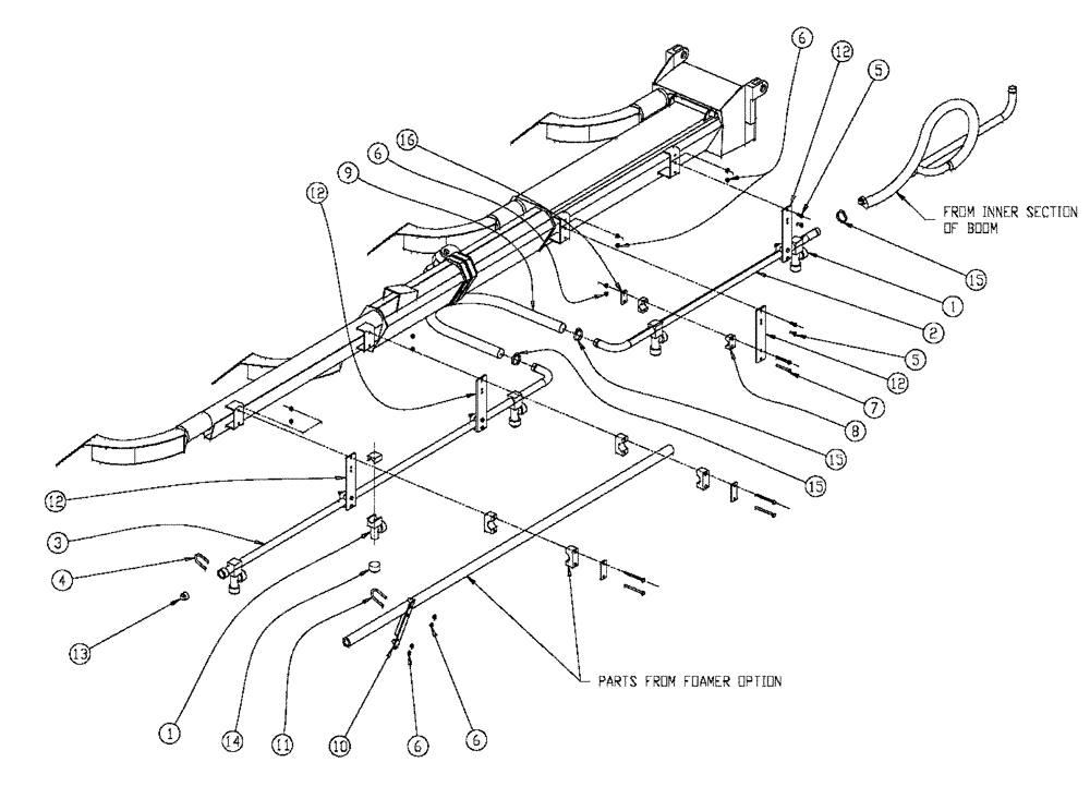 Схема запчастей Case IH FLX810 - (10-001) - BOOM PLUMBING, 2.5”, RH, OUTER, 60’ Wet Kit